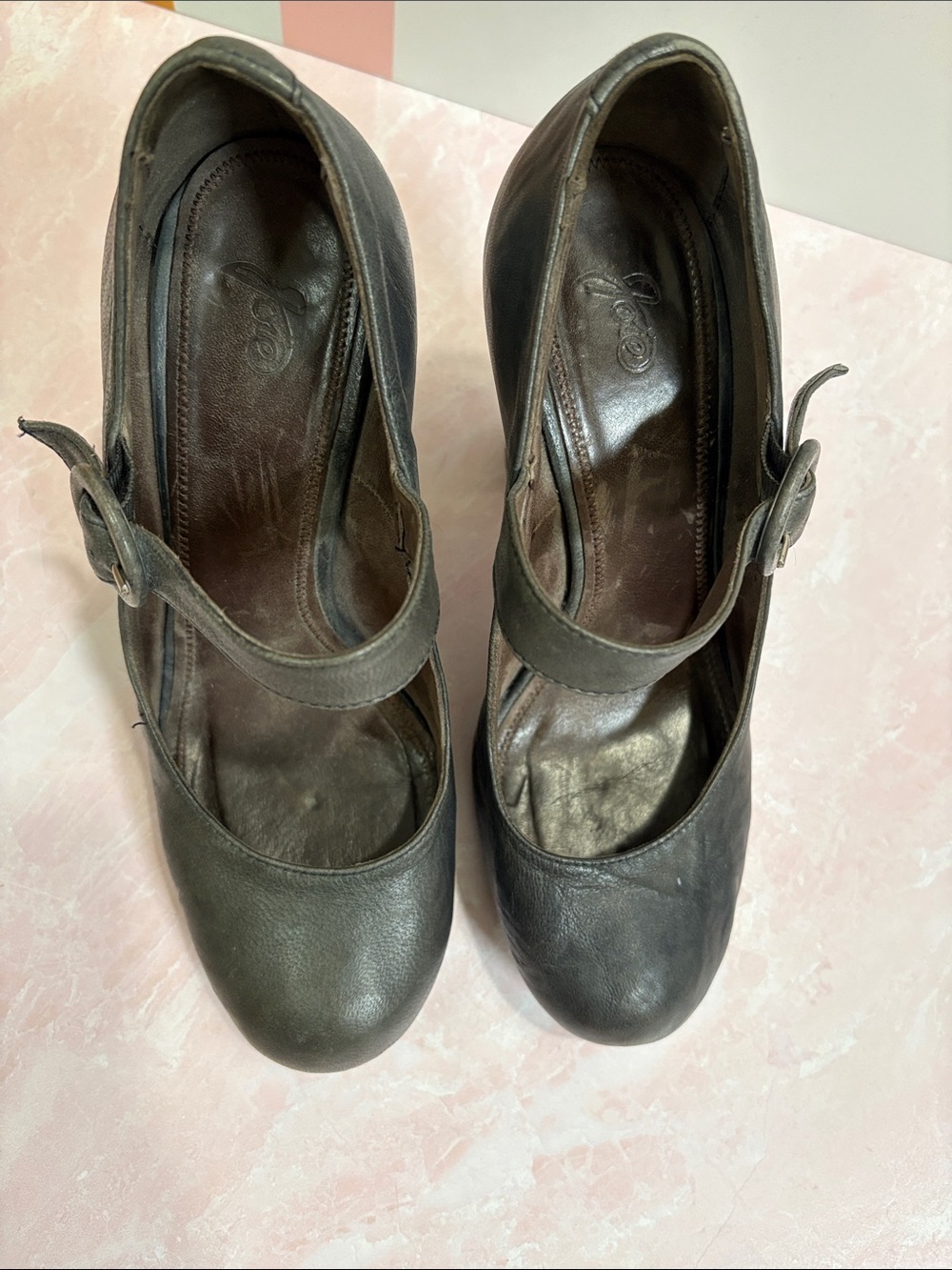 Joie Charcoal Gray Mary Jane High Block Hidden Platform Heel Pumps 38/US 8 - Picture 2 of 9